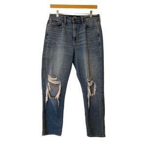 Hollister Womens 11R Curvy Ultra High Rise Mom Jean Distressed Ripped Stretch